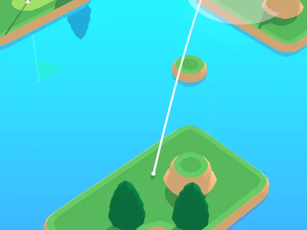 Percorso di Coffee Golf visto dall.alto con la traiettoria del colpo